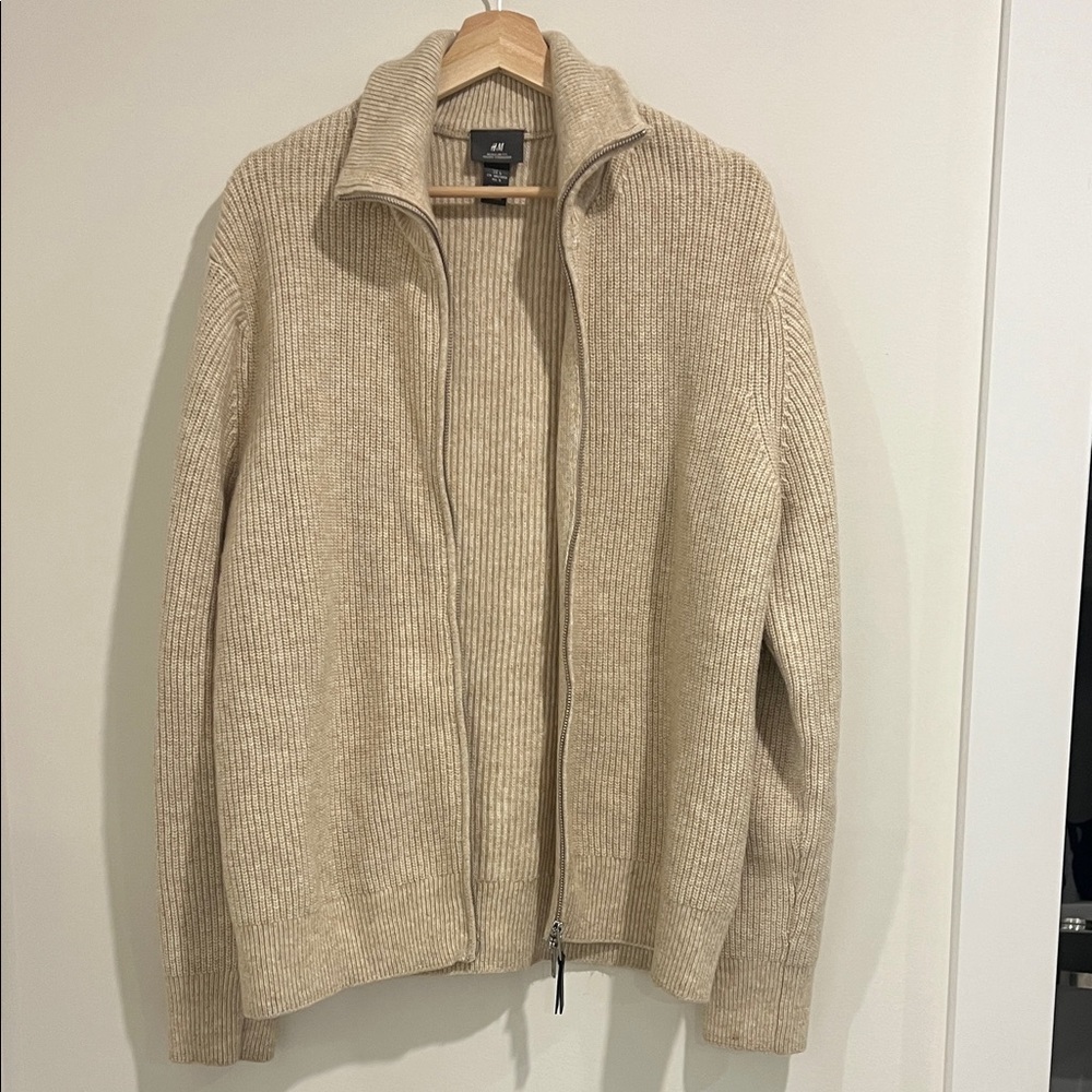 H&M Men's Zip Up Sweater - Beige